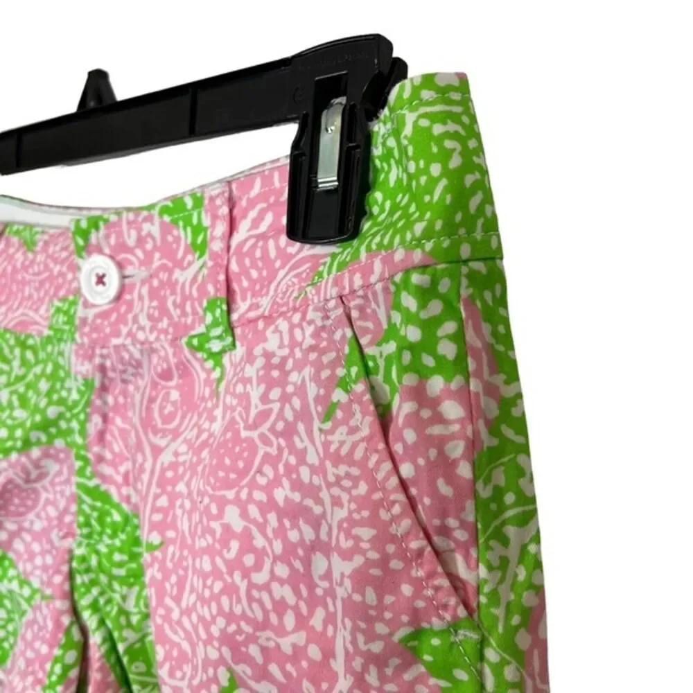 LILLY PULITZER Pink Green THE WALSH SHORT 100% Cotton Fruit Print Shorts sz 00